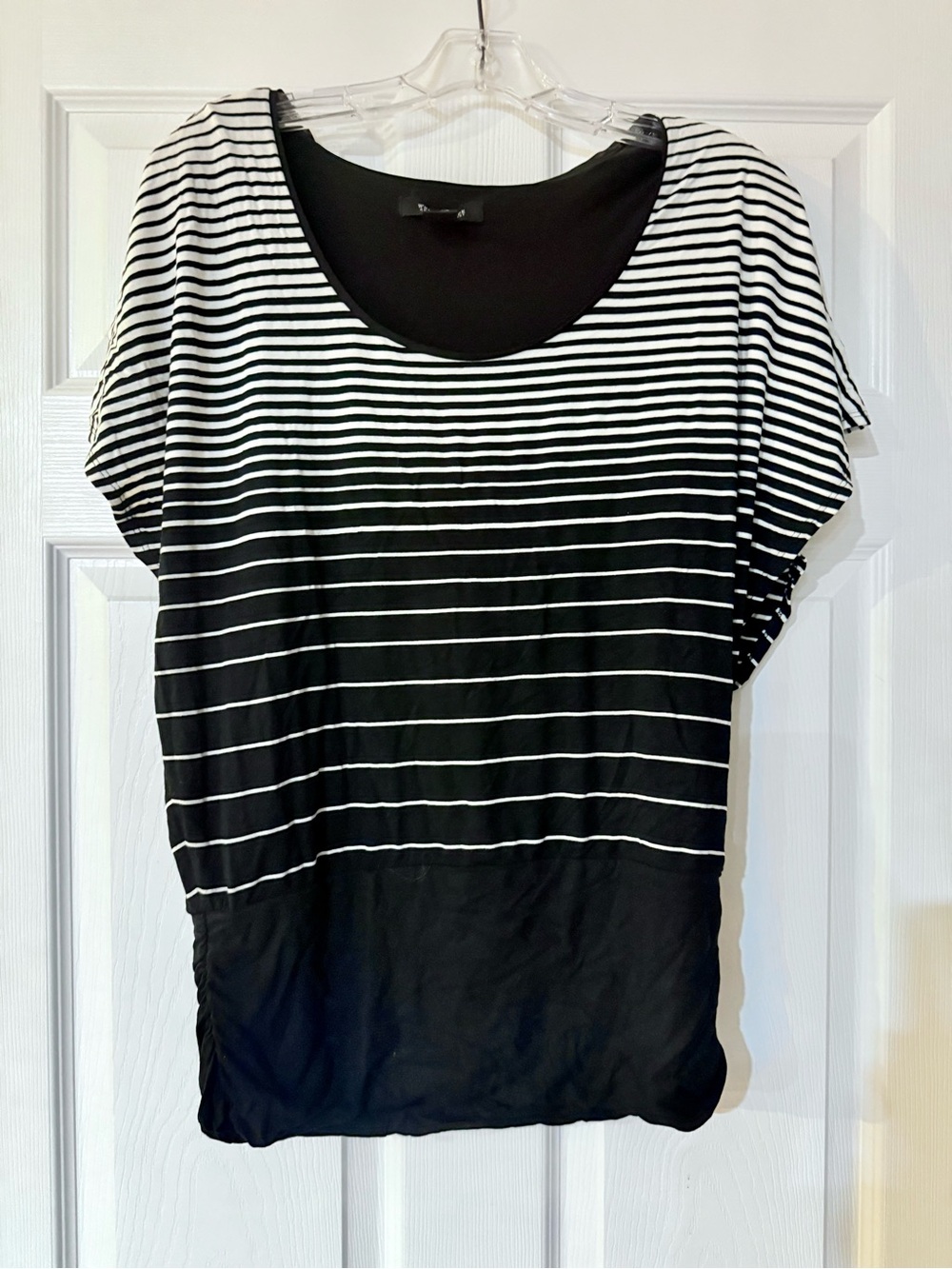 White House Black Market Striped Dolman Sleeve Top Black White M